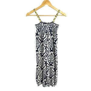 ROXY Girl Ikat‎ Print Heart Jumpsuit Womens Size 14/XL Navy White Smocked Summer